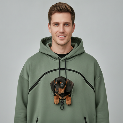 NUGGAL Unisex Hair Resistant Pet Pouch Hoodie with Adjustable Opening & Zipper Pockets