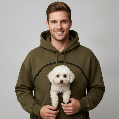 NUGGAL Unisex Hair Resistant Pet Pouch Hoodie with Adjustable Opening & Zipper Pockets