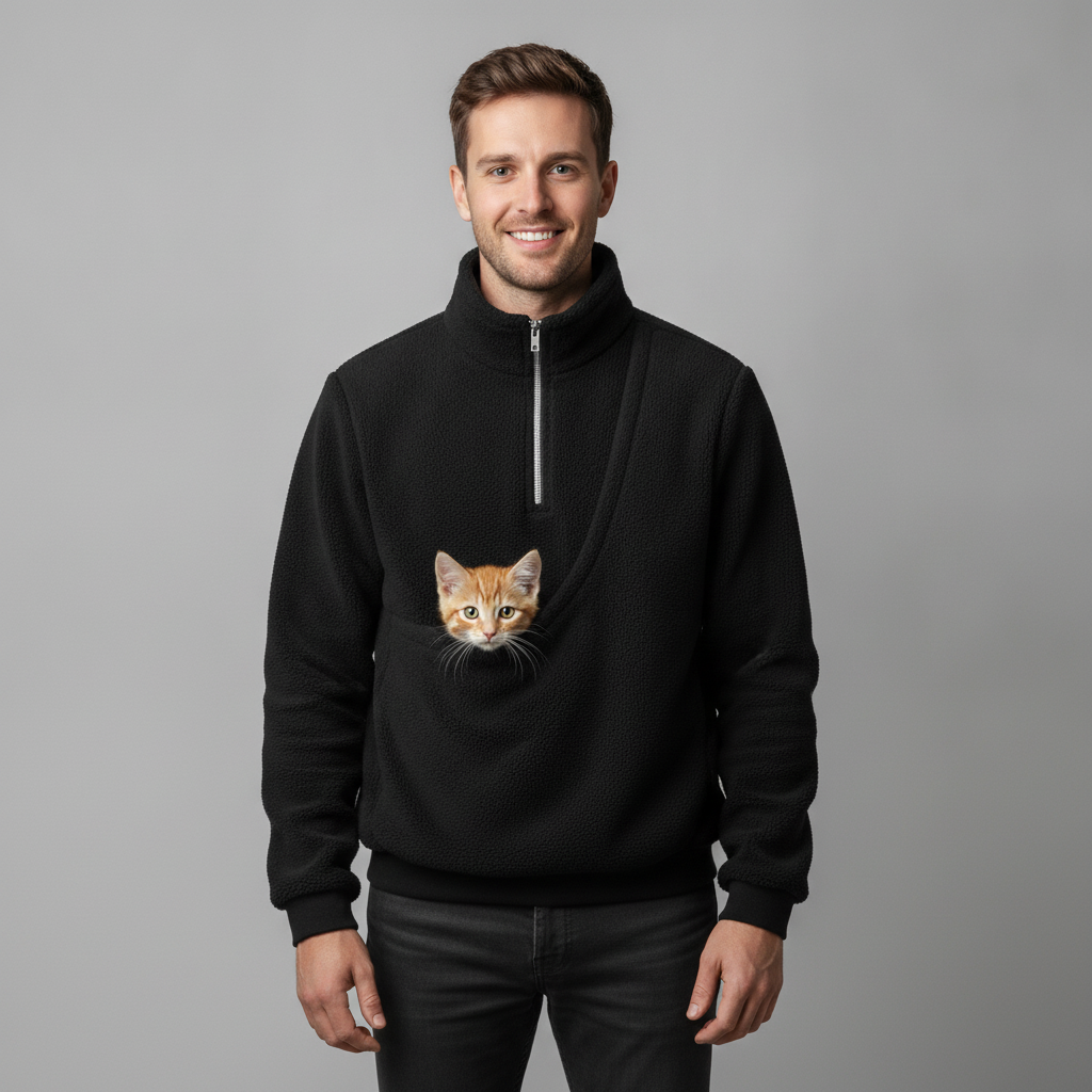NUGGAL Cozy Fleece Pet Carrier Pullover – Unisex Quarter-Zip Sweatshirt
