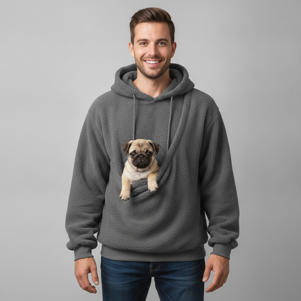 NUGGAL Cozy Pet Pouch Sherpa Hoodie for Cats & Small Dogs