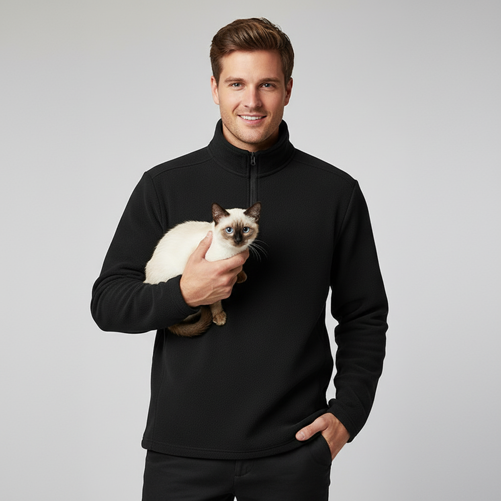 NUGGAL Unisex Pet Hair Resistant Tech Half-Zip Fleece-lined Hoodie