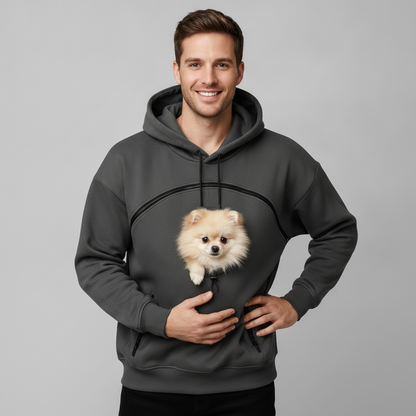 NUGGAL Unisex Hair Resistant Pet Pouch Hoodie with Adjustable Opening & Zipper Pockets