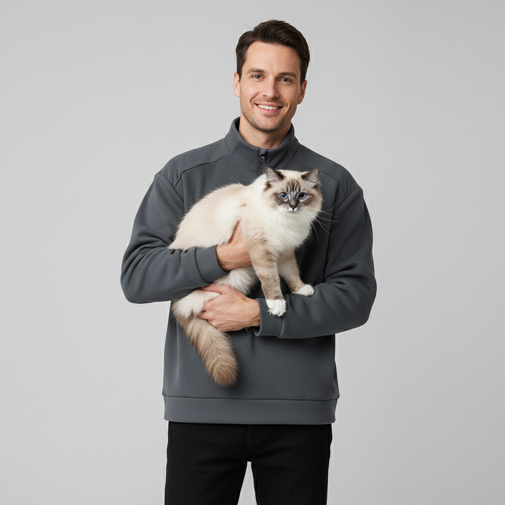 NUGGAL Unisex Pet Hair Resistant Tech Half-Zip Fleece-lined Hoodie