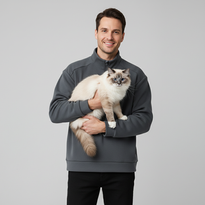 NUGGAL Unisex Pet Hair Resistant Tech Half-Zip Fleece-lined Hoodie