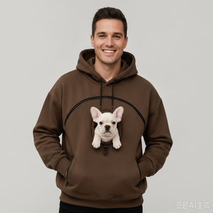 NUGGAL Unisex Hair Resistant Pet Pouch Hoodie with Adjustable Opening & Zipper Pockets