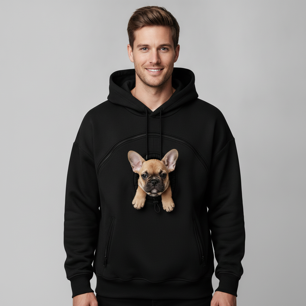 NUGGAL Unisex Hair Resistant Pet Pouch Hoodie with Adjustable Opening & Zipper Pockets
