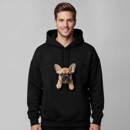 NUGGAL Unisex Hair Resistant Pet Pouch Hoodie with Adjustable Opening & Zipper Pockets