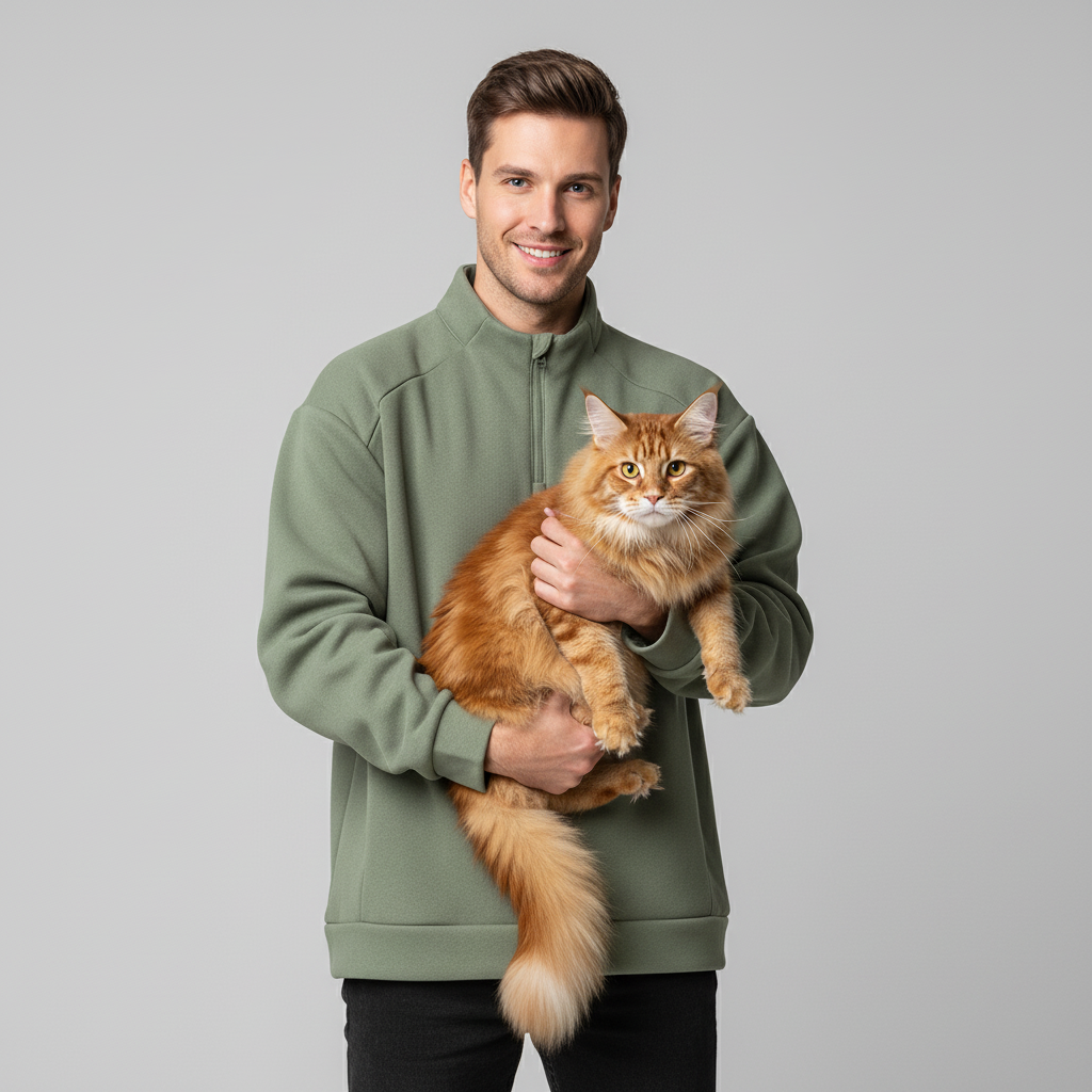 NUGGAL Unisex Pet Hair Resistant Tech Half-Zip Fleece-lined Hoodie