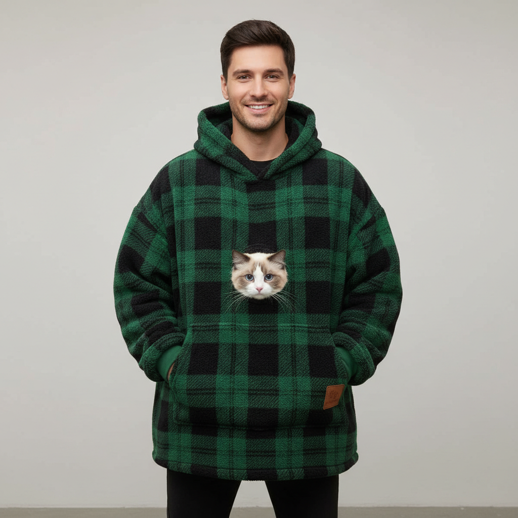 NUGGAL Unisex Oversized Fleece Front Pet Pouch Hoodie