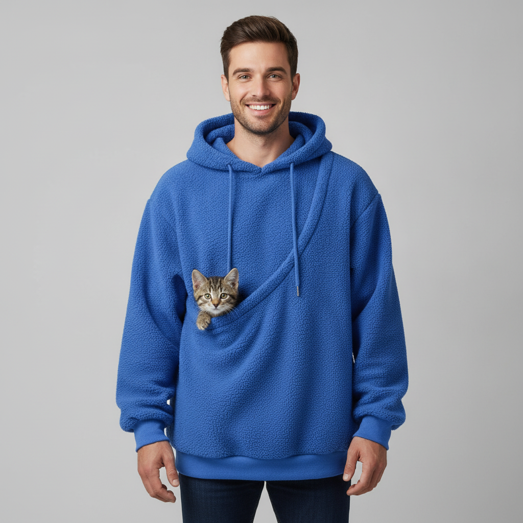 NUGGAL Cozy Pet Pouch Sherpa Hoodie for Cats & Small Dogs