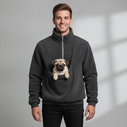 NUGGAL Cozy Fleece Pet Carrier Pullover – Unisex Quarter-Zip Sweatshirt