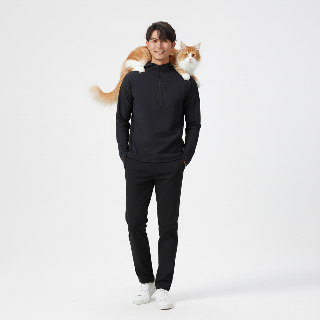 NUGGAL Pet Hair Resistant Tactical Half-Zip Hoodie for Men