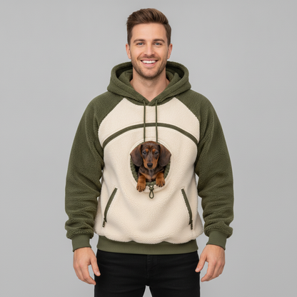 NUGGAL Fleece Pet Carrier Hoodie with Kangaroo Pouch & Zipper Pockets for Cats & Small Dogs
