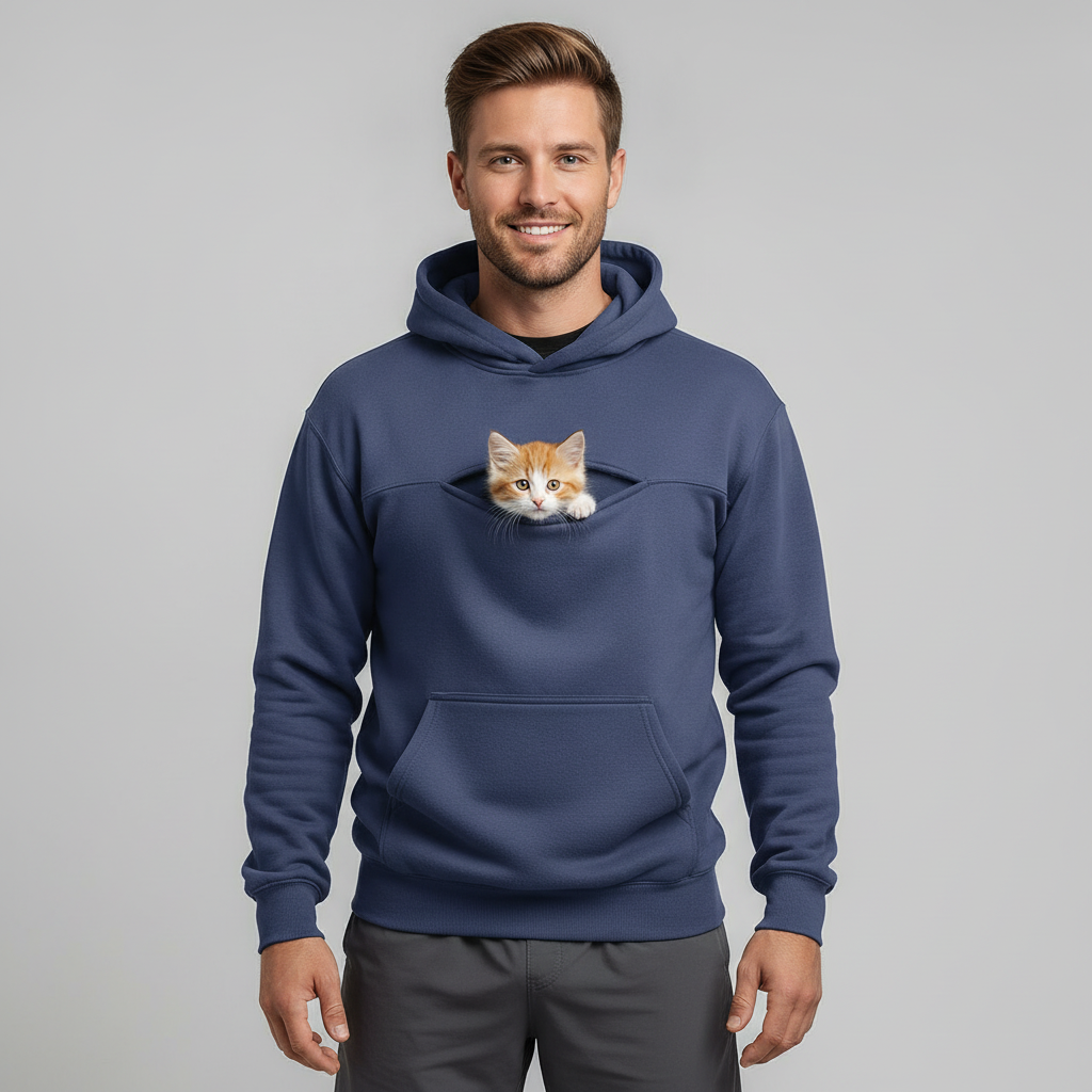 NUGGAL Pet Pouch Hoodie – Cozy Unisex Hoodie with Zippered Pet Carry Pocket