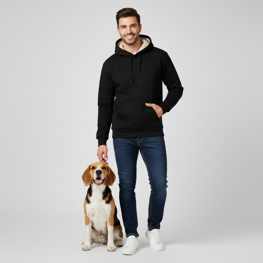 NUGGAL Unisex Pet Hair Resistant Tech Fleece-Lined Thermal Hoodie