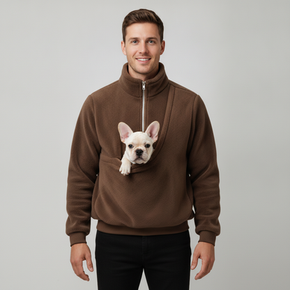 NUGGAL Cozy Fleece Pet Carrier Pullover – Unisex Quarter-Zip Sweatshirt