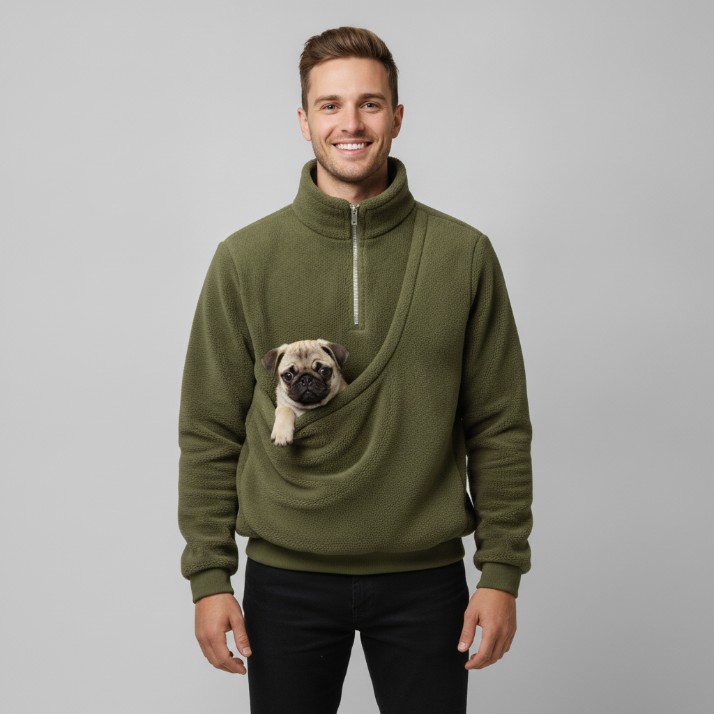 NUGGAL Cozy Fleece Pet Carrier Pullover – Unisex Quarter-Zip Sweatshirt