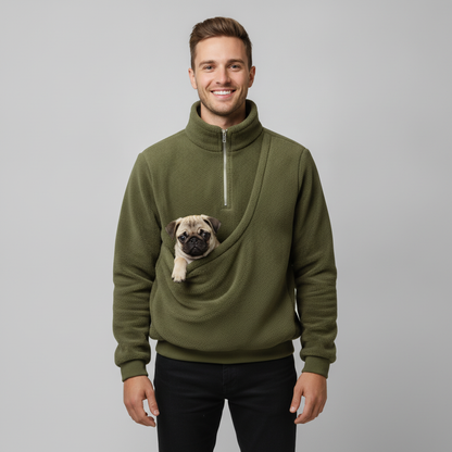 NUGGAL Cozy Fleece Pet Carrier Pullover – Unisex Quarter-Zip Sweatshirt