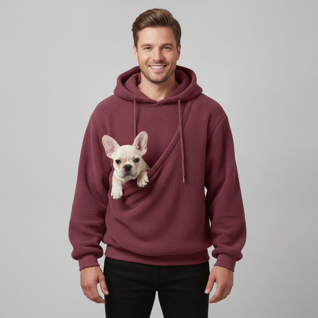 NUGGAL Cozy Pet Pouch Sherpa Hoodie for Cats & Small Dogs