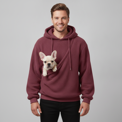 NUGGAL Cozy Pet Pouch Sherpa Hoodie for Cats & Small Dogs