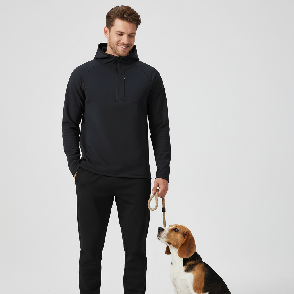 NUGGAL Pet Hair Resistant Tactical Half-Zip Hoodie for Men