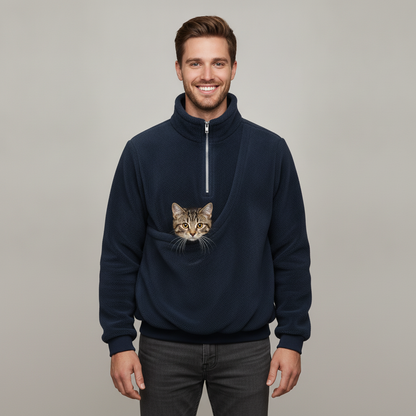 NUGGAL Cozy Fleece Pet Carrier Pullover – Unisex Quarter-Zip Sweatshirt