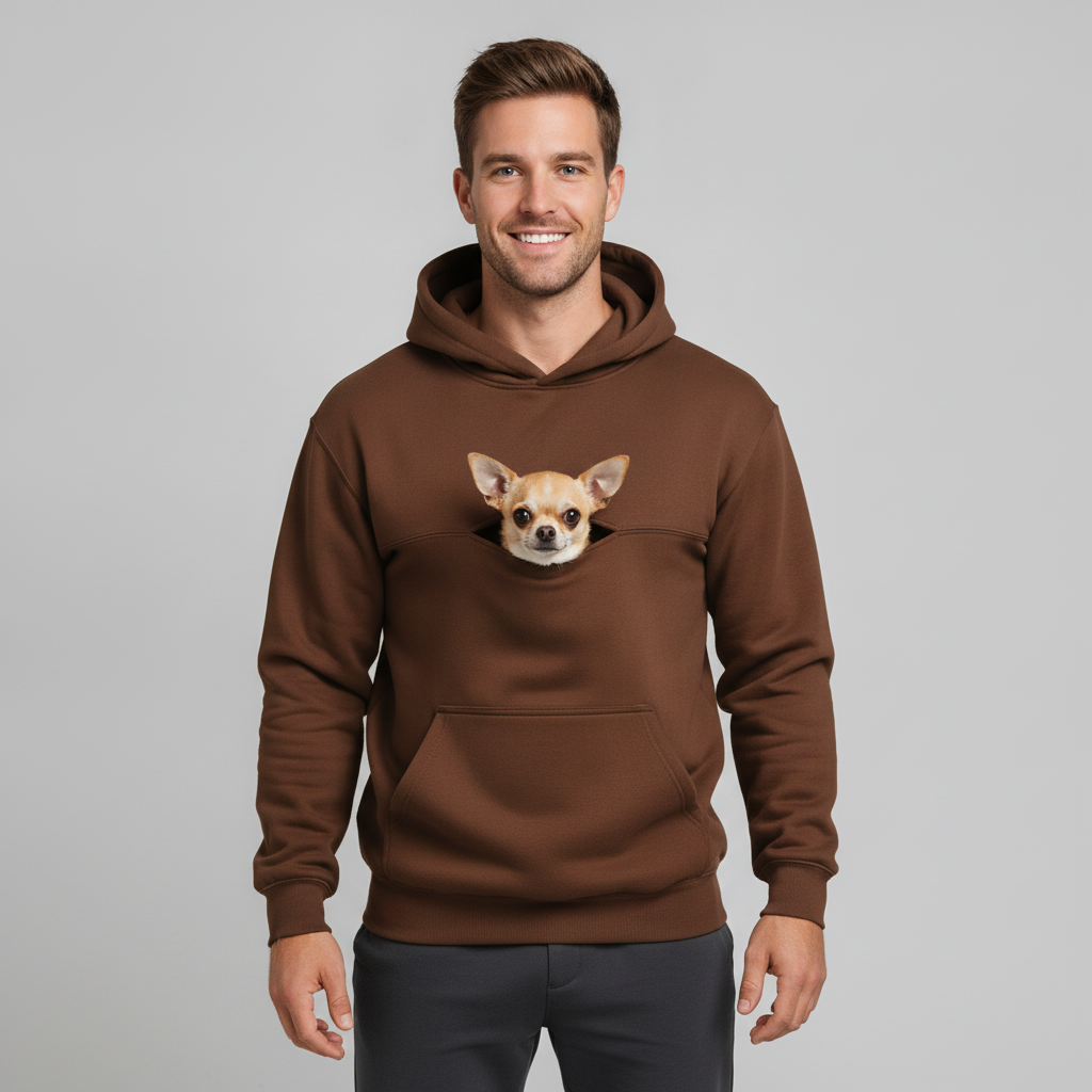 NUGGAL Pet Pouch Hoodie – Cozy Unisex Hoodie with Zippered Pet Carry Pocket