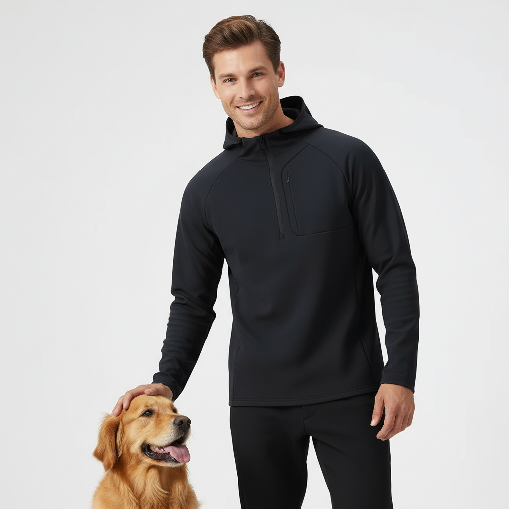 NUGGAL Pet Hair Resistant Tactical Half-Zip Hoodie for Men