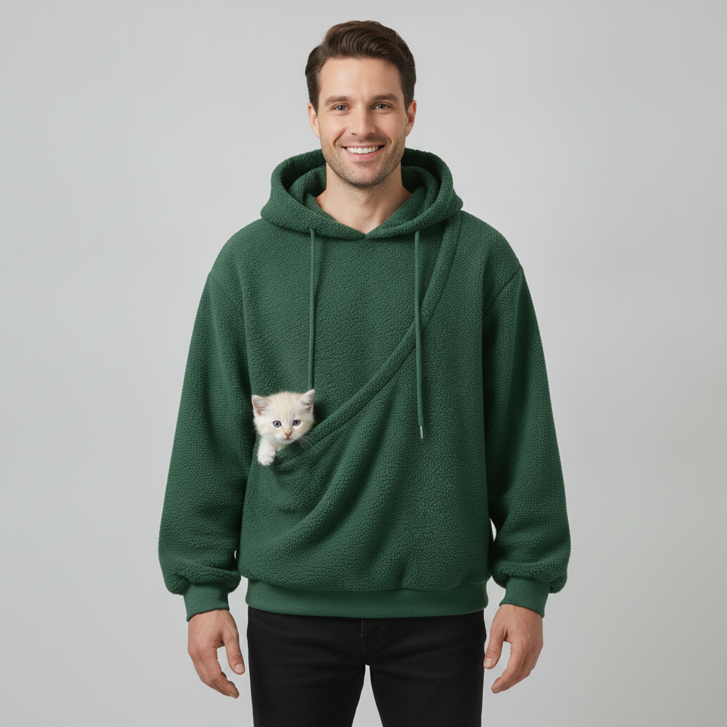 NUGGAL Cozy Pet Pouch Sherpa Hoodie for Cats & Small Dogs