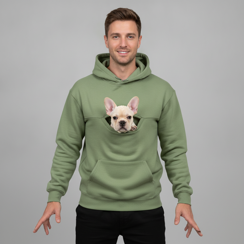 NUGGAL Pet Pouch Hoodie – Cozy Unisex Hoodie with Zippered Pet Carry Pocket
