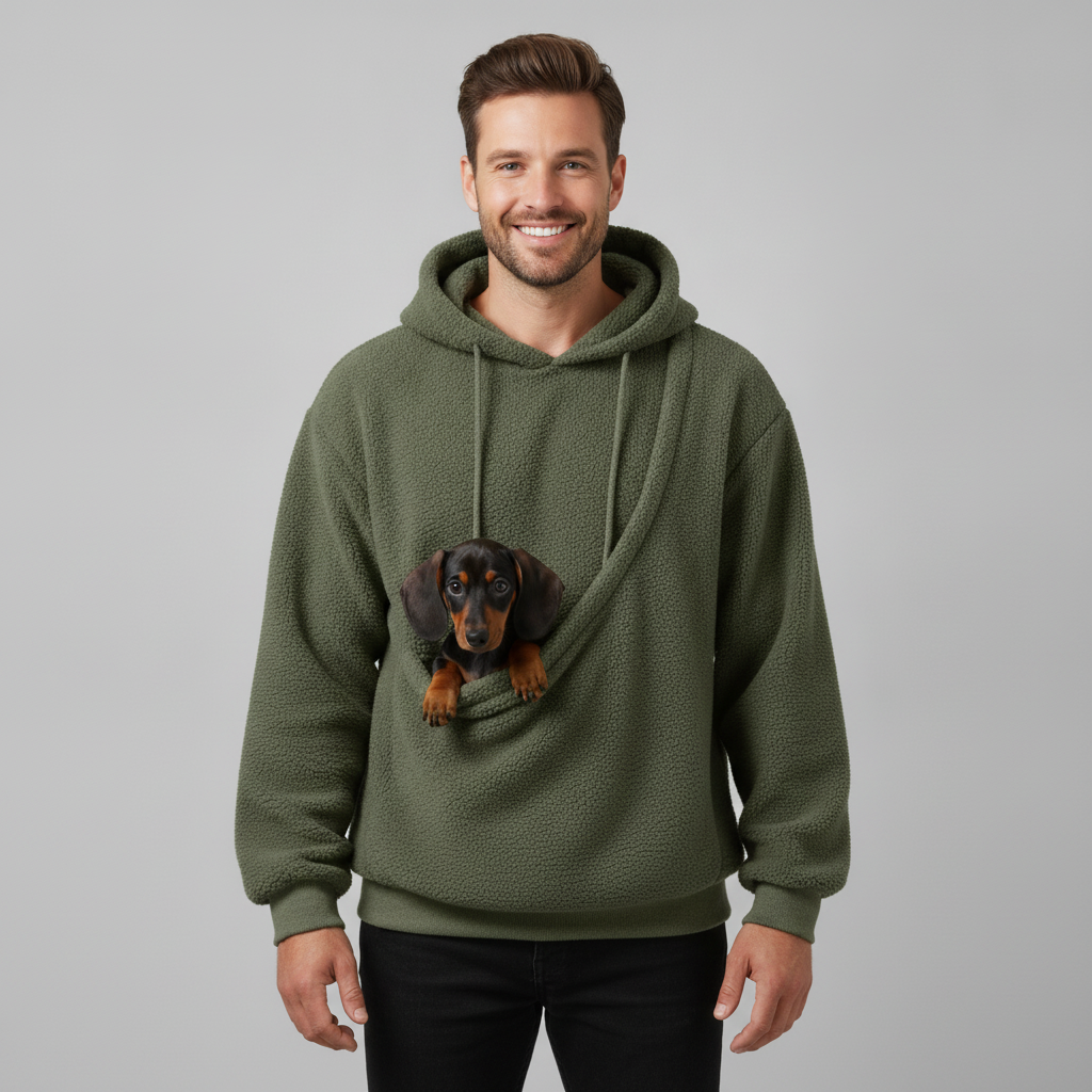 NUGGAL Cozy Pet Pouch Sherpa Hoodie for Cats & Small Dogs