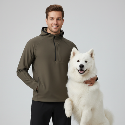 NUGGAL Pet Hair Resistant Tactical Half-Zip Hoodie for Men