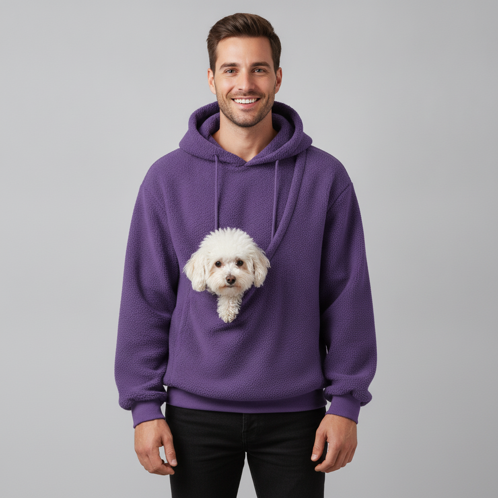 NUGGAL Cozy Pet Pouch Sherpa Hoodie for Cats & Small Dogs