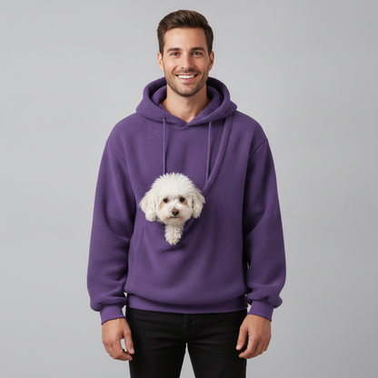 NUGGAL Cozy Pet Pouch Sherpa Hoodie for Cats & Small Dogs