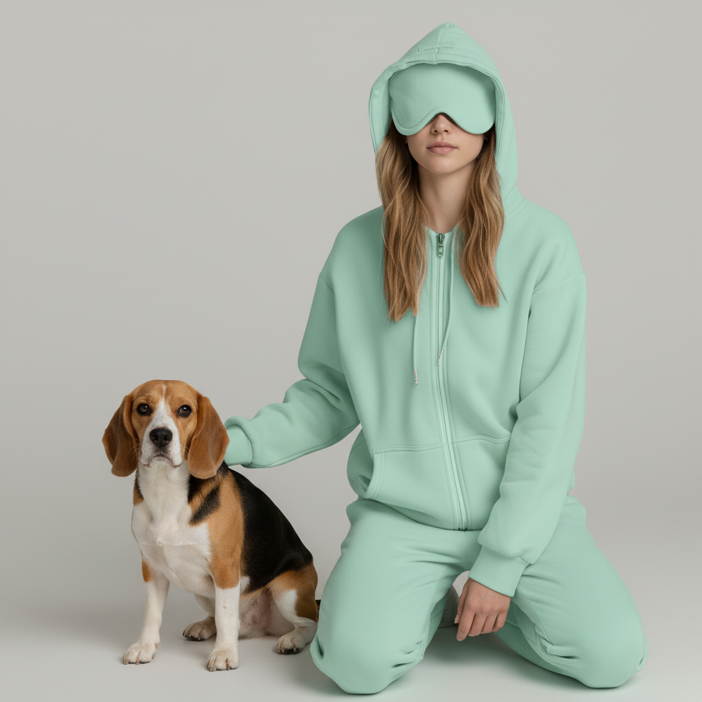 NUGGAL Unisex Pet Hair Resistant Eye Mask Hoodie for Travel Mode