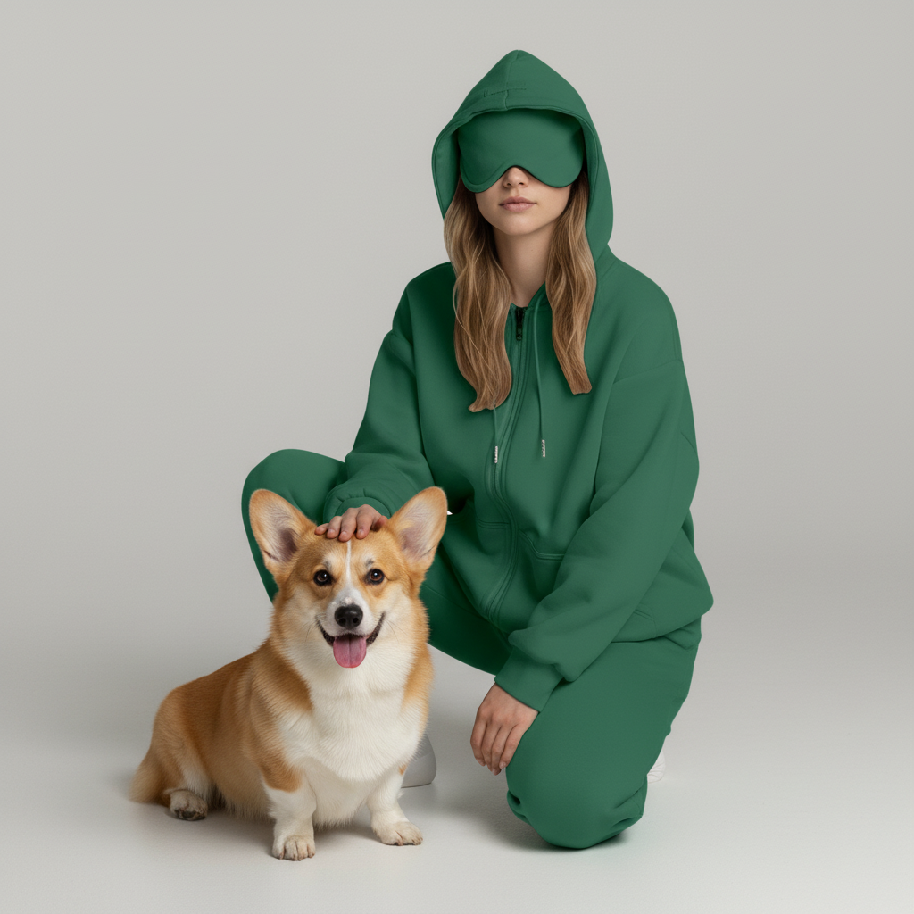 NUGGAL Unisex Pet Hair Resistant Eye Mask Hoodie for Travel Mode