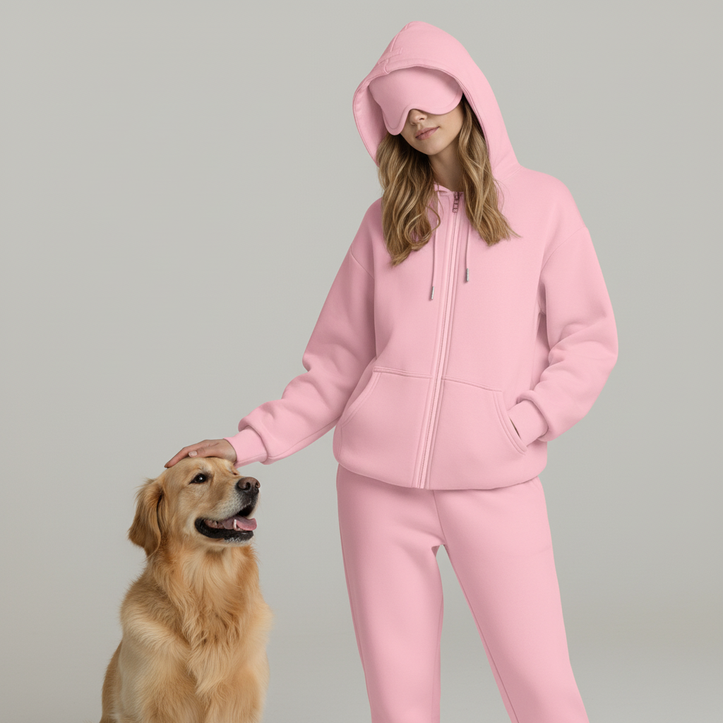 NUGGAL Unisex Pet Hair Resistant Eye Mask Hoodie for Travel Mode