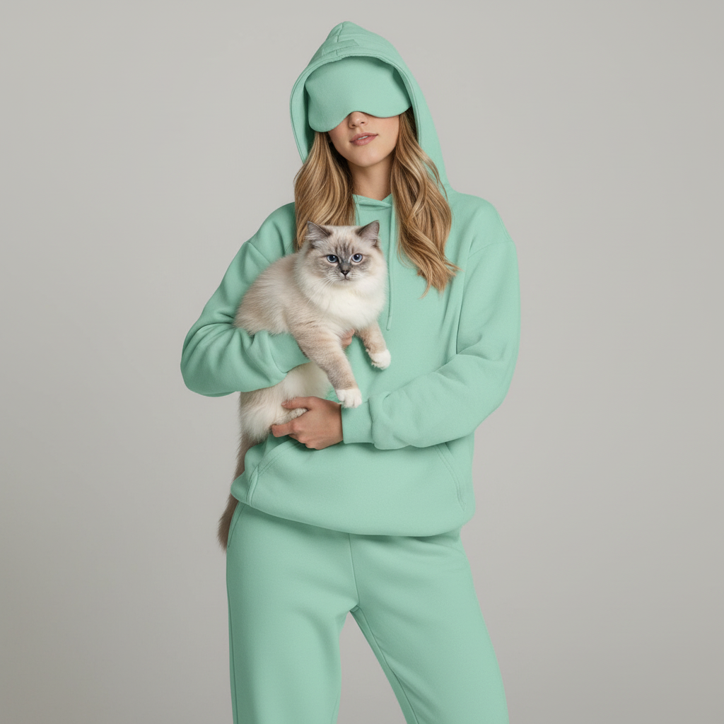 NUGGAL Unisex Pet Hair Resistant Eye Mask Hoodie for Travel Mode