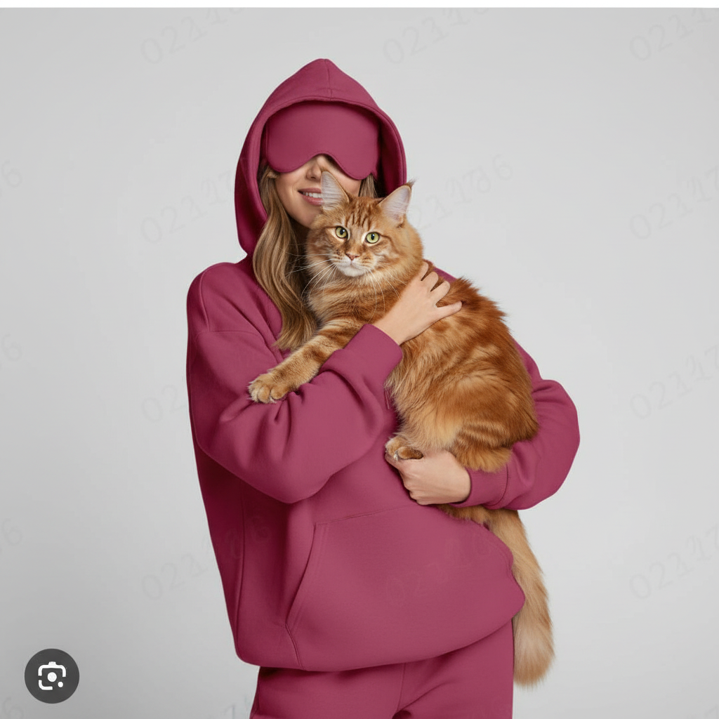 NUGGAL Unisex Pet Hair Resistant Eye Mask Hoodie for Travel Mode