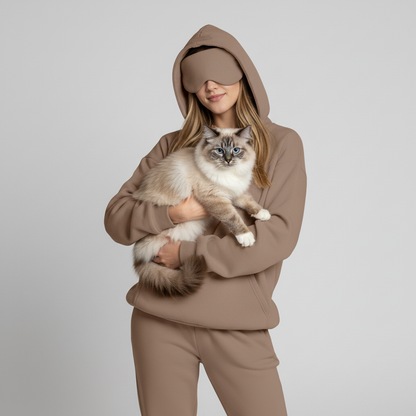 NUGGAL Unisex Pet Hair Resistant Eye Mask Hoodie for Travel Mode