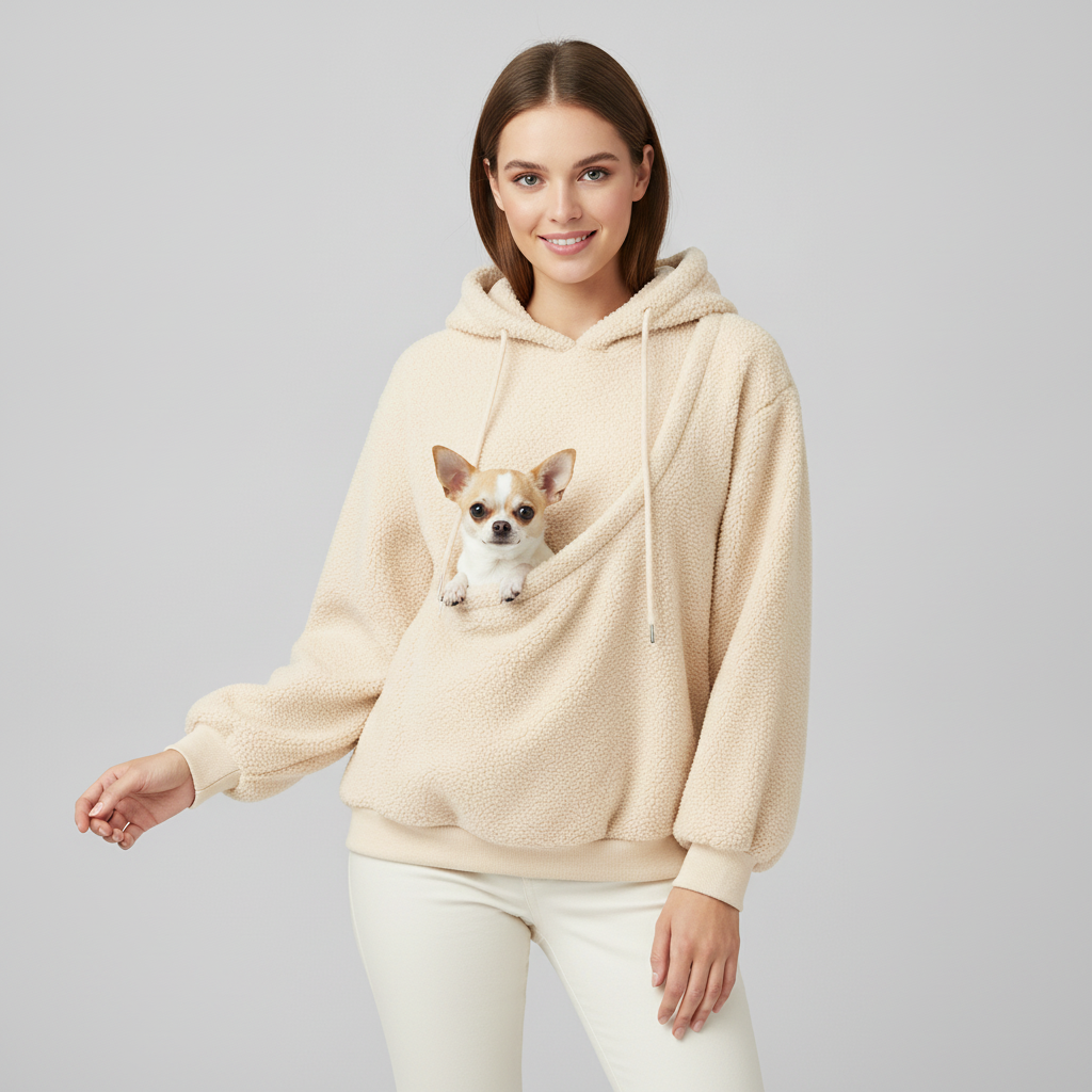 NUGGAL Cozy Pet Pouch Sherpa Hoodie for Cats & Small Dogs