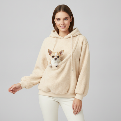 NUGGAL Cozy Pet Pouch Sherpa Hoodie for Cats & Small Dogs