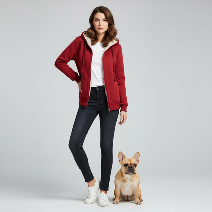 NUGGAL Unisex Oversized Fleece Full Zipper Hoodie