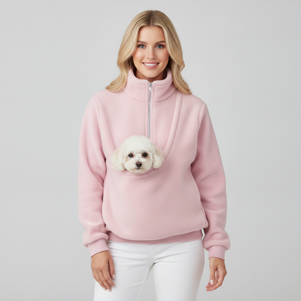 NUGGAL Cozy Fleece Pet Carrier Pullover – Unisex Quarter-Zip Sweatshirt