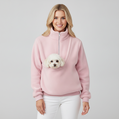 NUGGAL Cozy Fleece Pet Carrier Pullover – Unisex Quarter-Zip Sweatshirt
