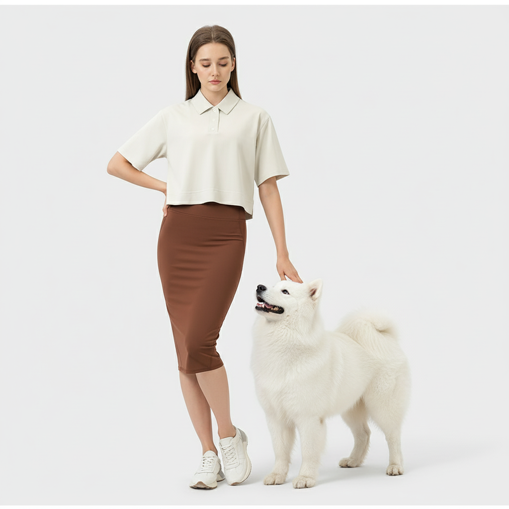 NUGGAL Pet Hair Resistant High Waisted Tummy Control 2-in-1 Bodycon Midi Casual Skirt