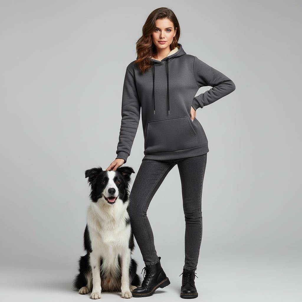 NUGGAL Unisex Pet Hair Resistant Tech Fleece-Lined Thermal Hoodie