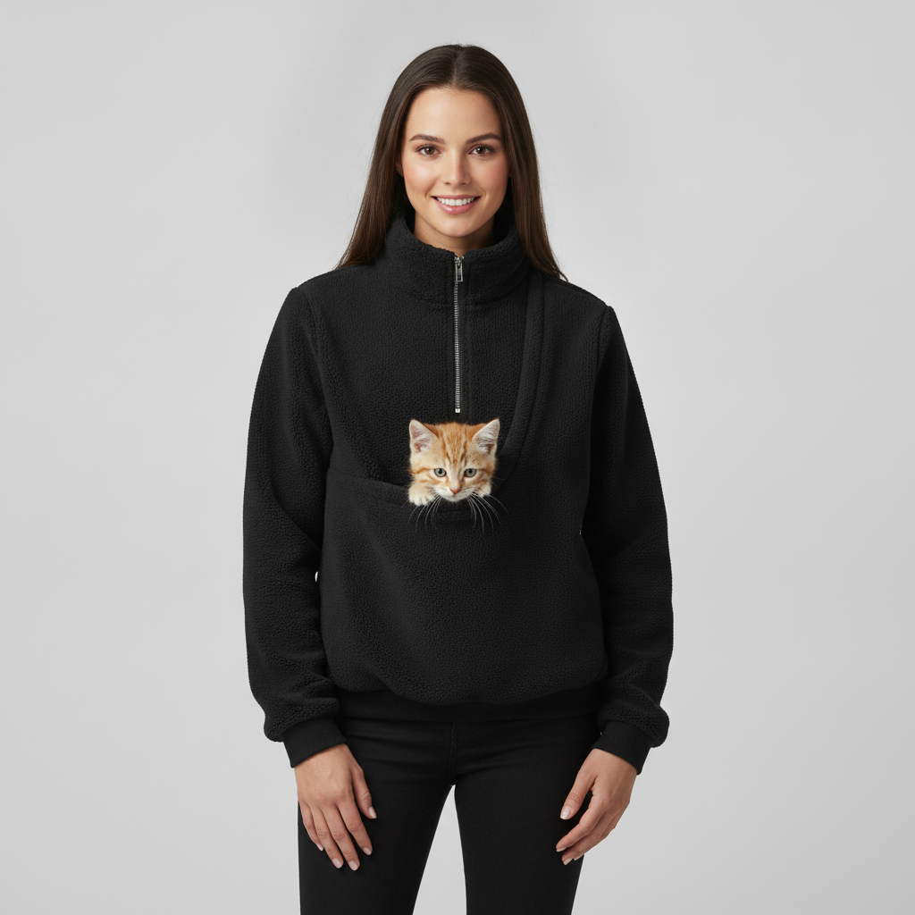 NUGGAL Cozy Fleece Pet Carrier Pullover – Unisex Quarter-Zip Sweatshirt