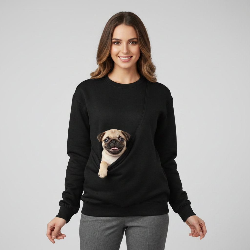 NUGGAL Unisex Pet Hair Resistant Pet Pouch Sweatshirt