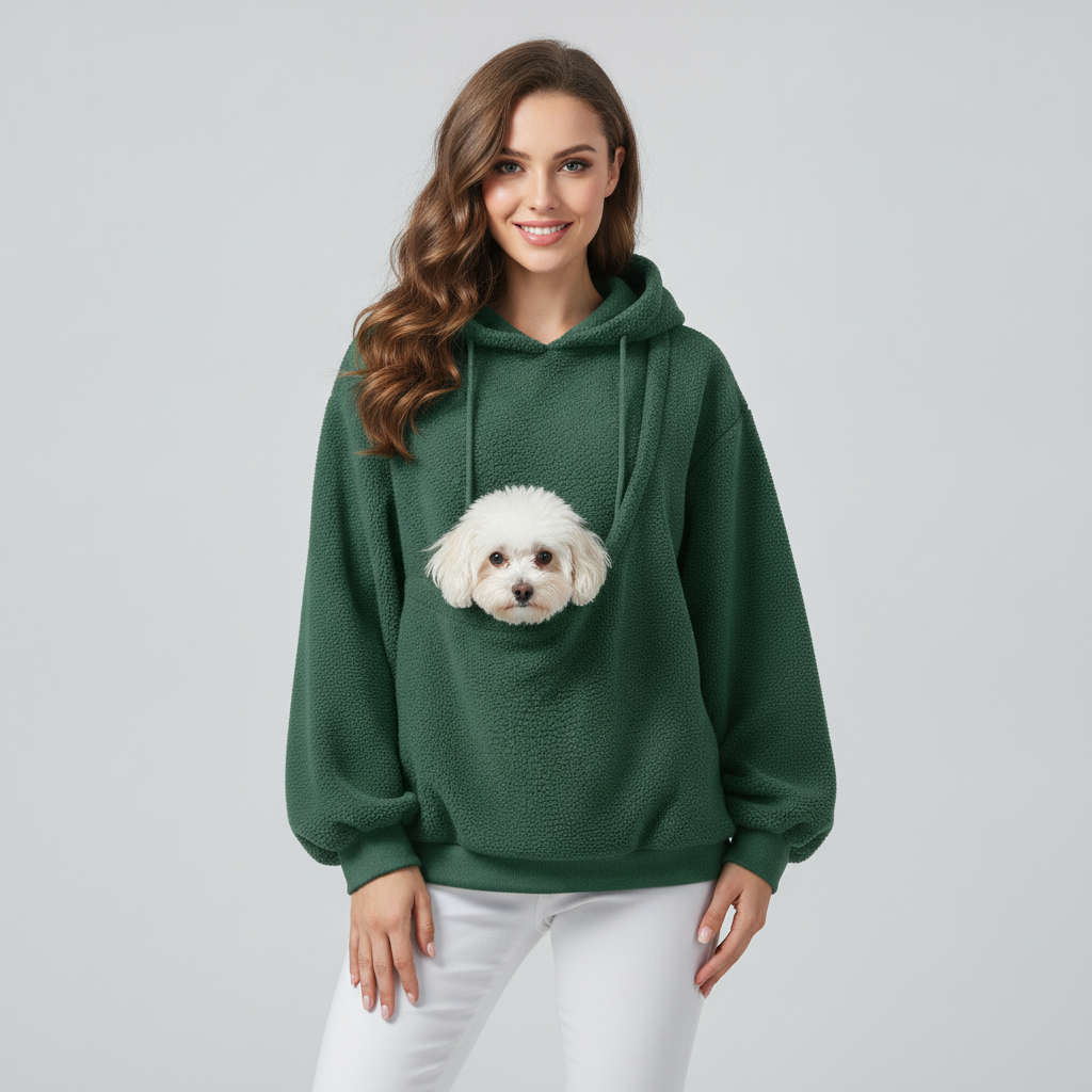 NUGGAL Cozy Pet Pouch Sherpa Hoodie for Cats & Small Dogs